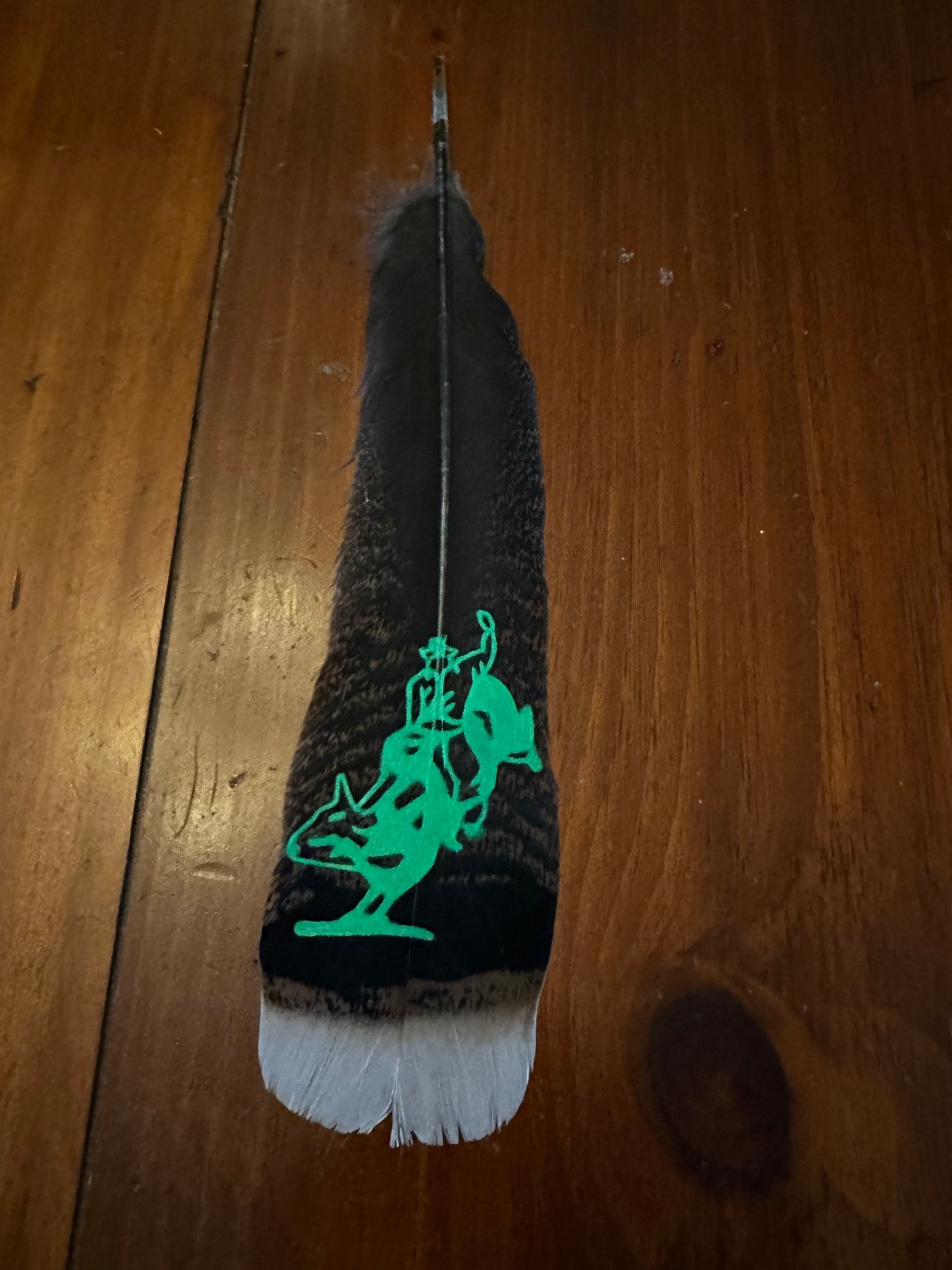 Neon Green Bull Riding Custom Feather