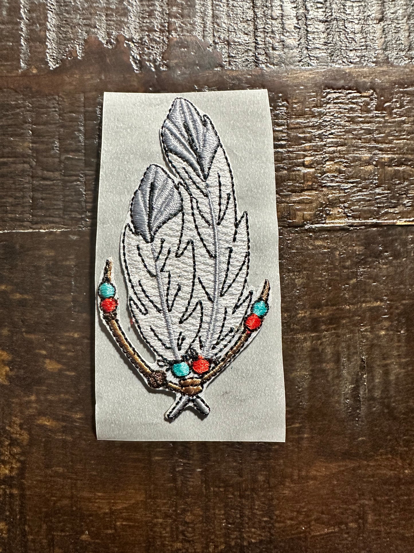 White Feathers Embroidered Hat Patch