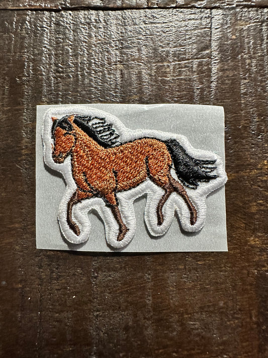 Brown Horse Embroidered Hat Patch