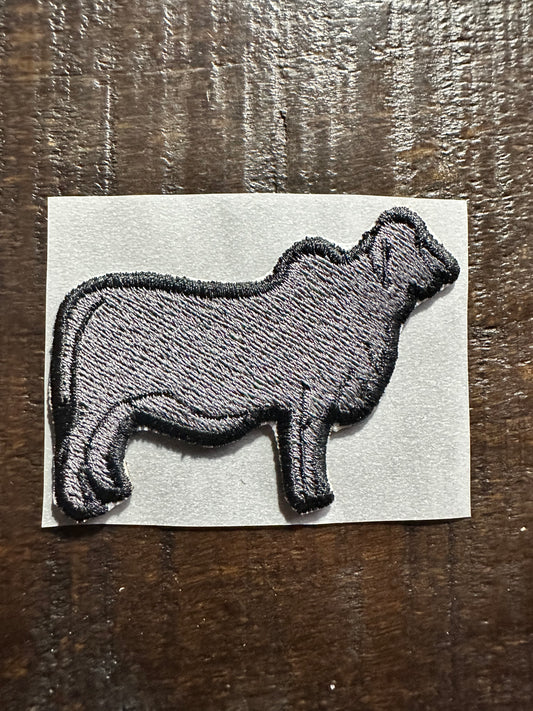 Gray Cow Embroidered Hat Patch