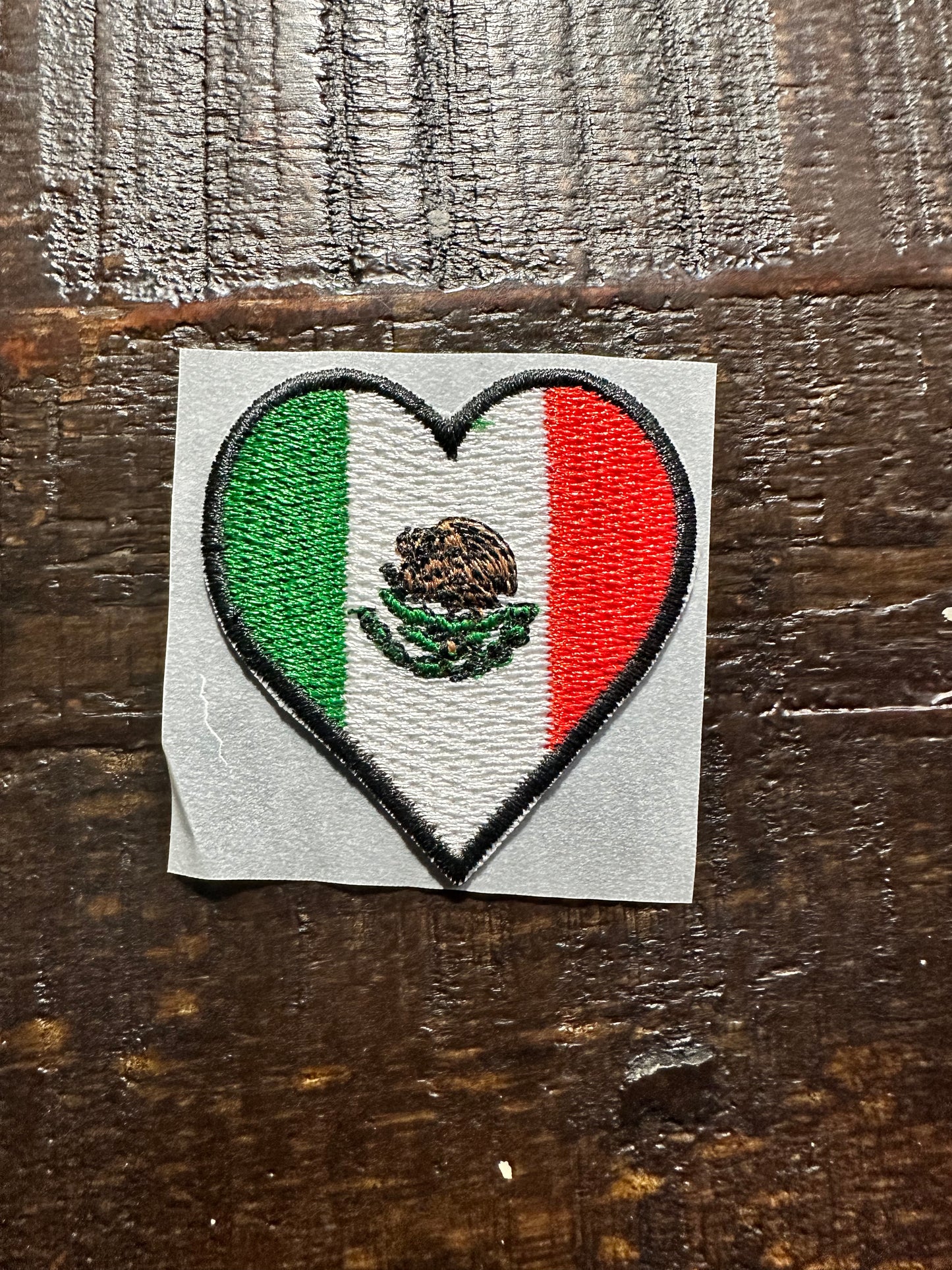 Mexican Flag Heart Embroidered Hat Patch