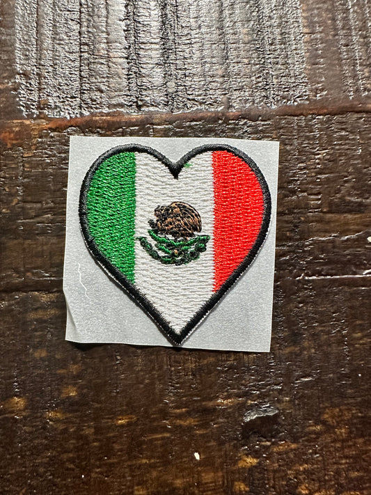 Mexican Flag Heart Embroidered Hat Patch