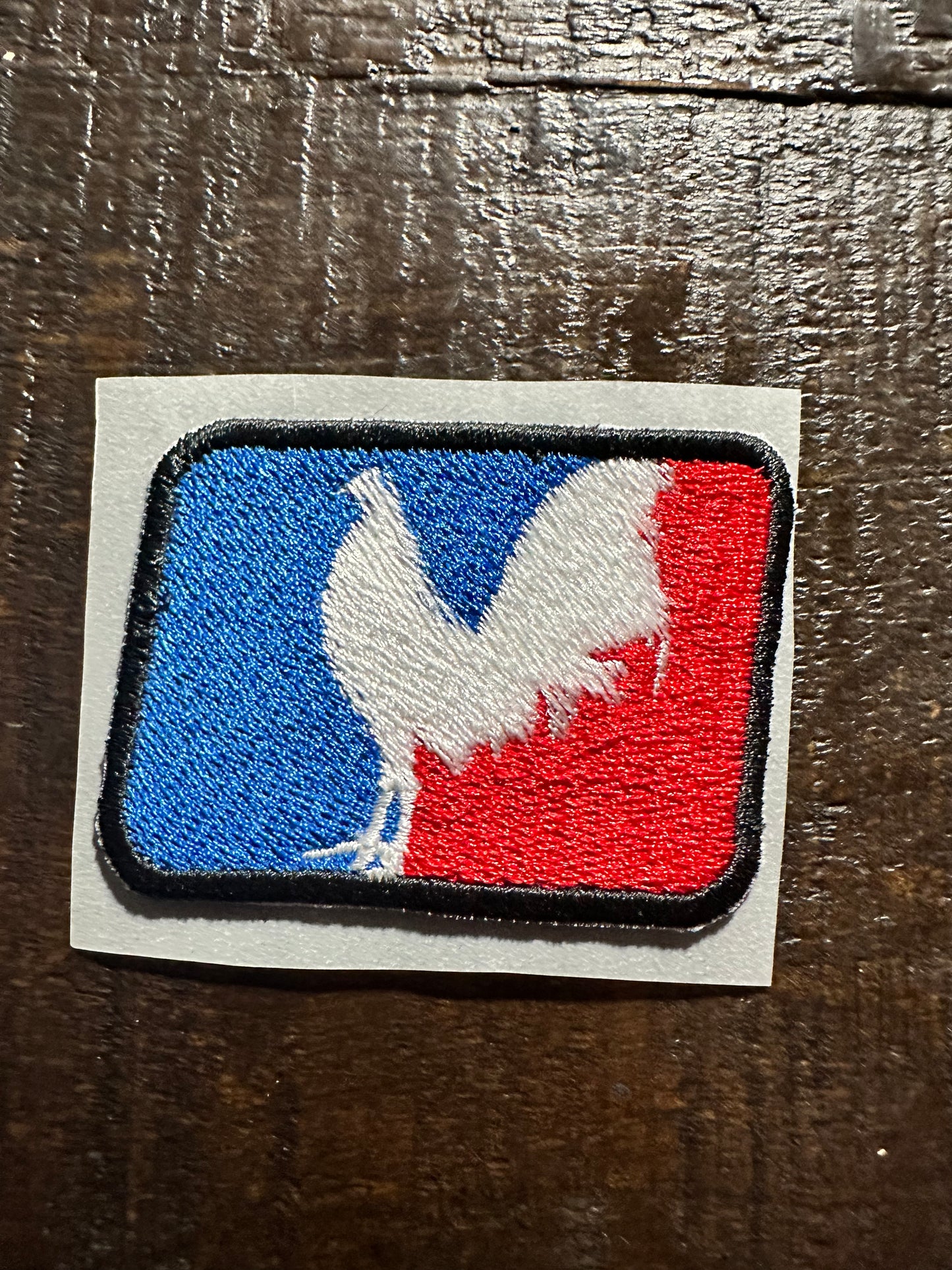 Blue and Red Rooster Embroidered Hat Patch