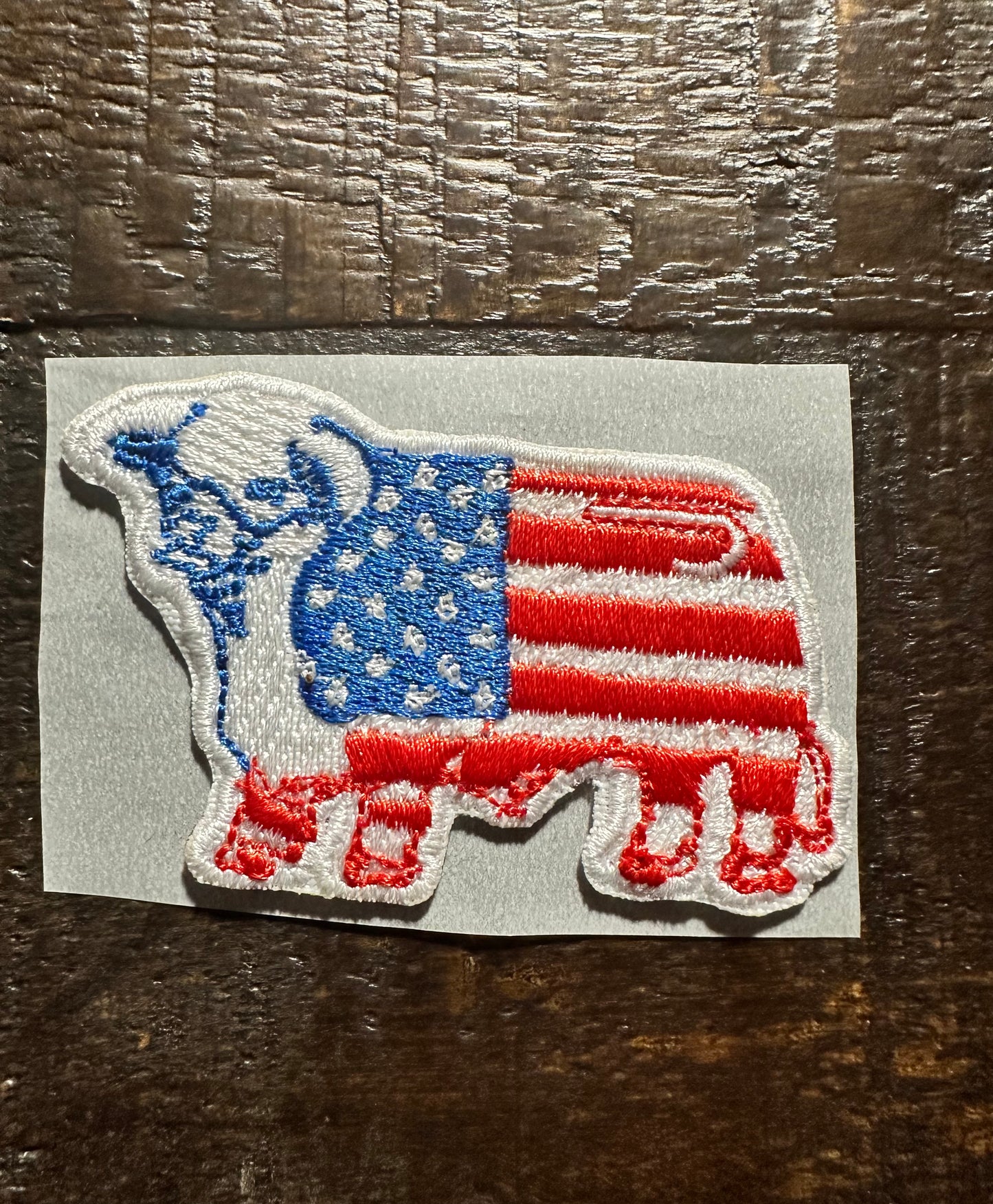 American Flag Cow Embroidered Hat Patch