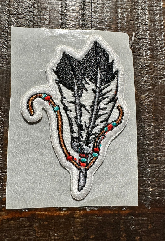 Pair of Feathers Embroidered Hat Patch