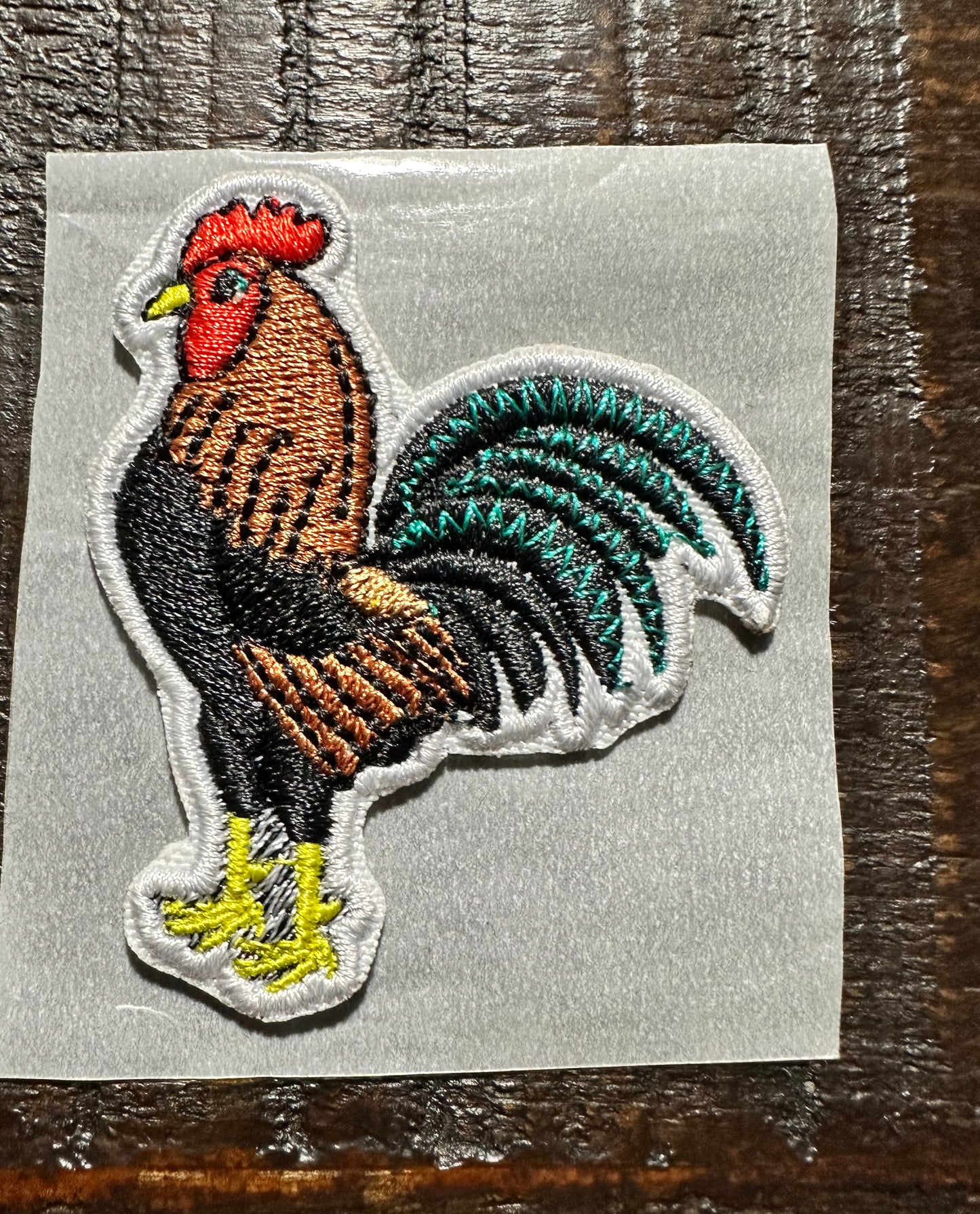 Brown Rooster Embroidered Hat Patch