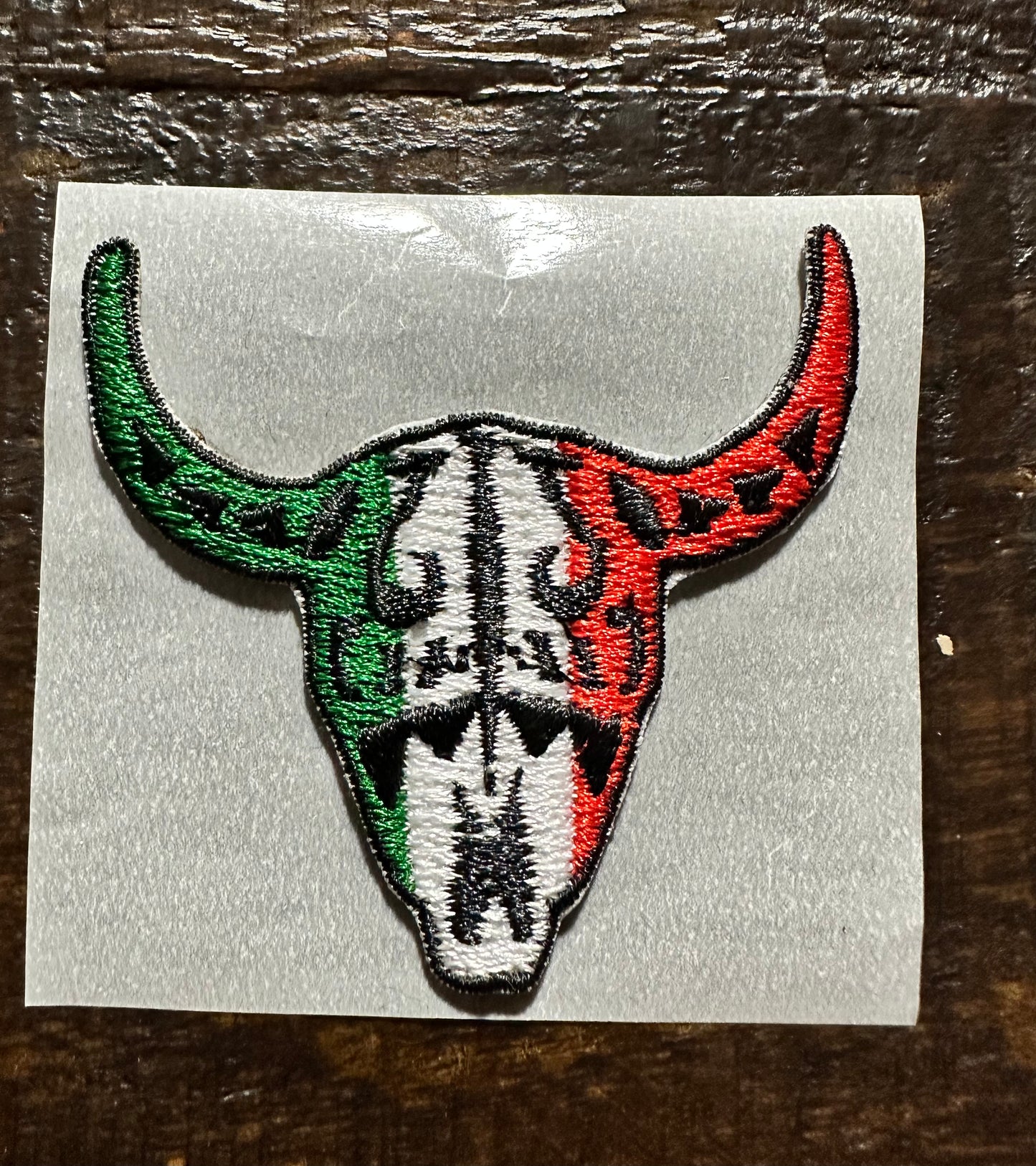 Mexican Flag Skull Embroidered Hat Patch