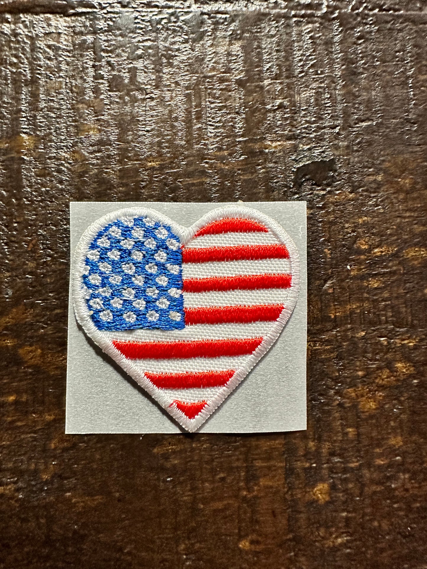 American Flag Heart Embroidered Hat Patch