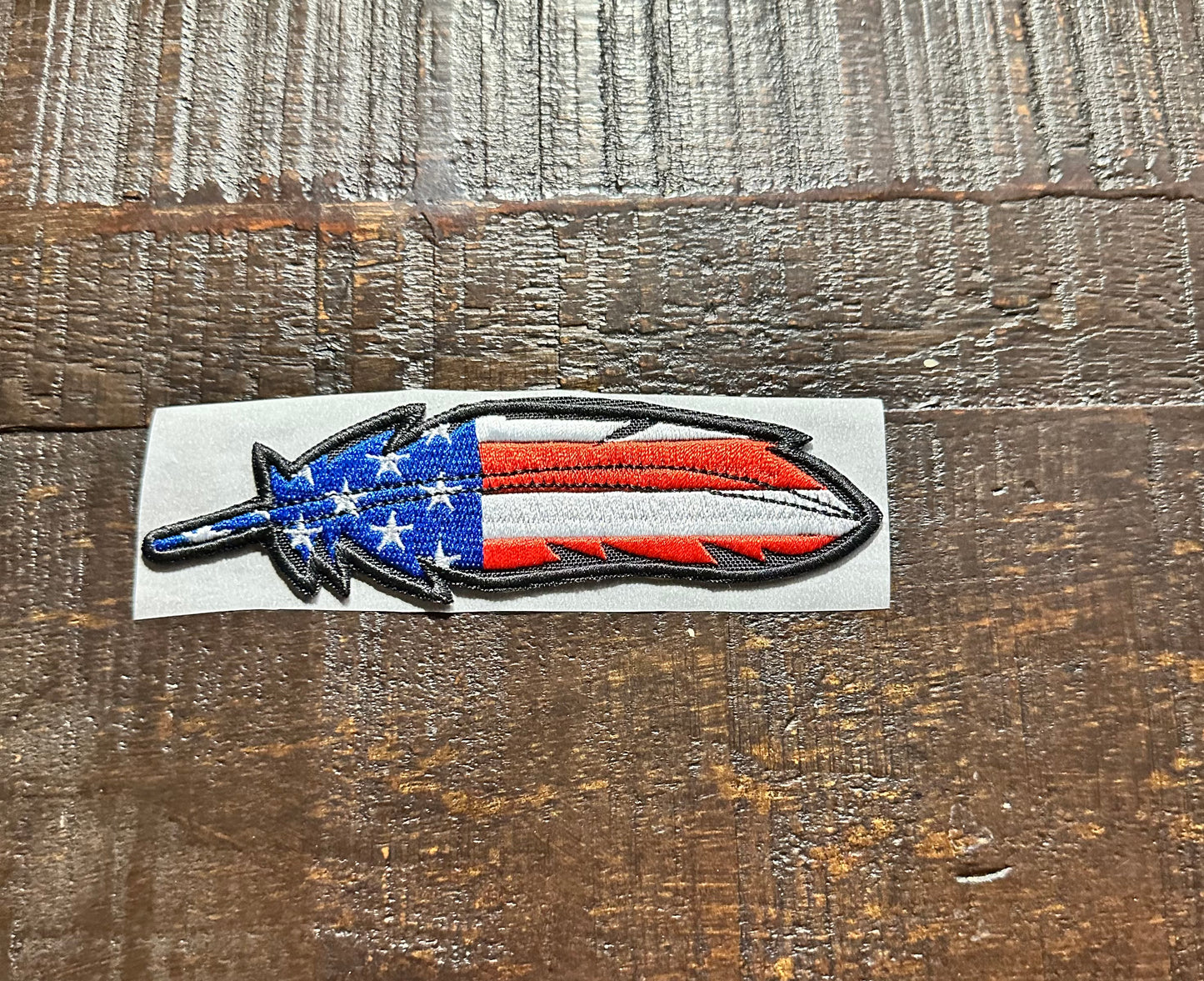 American Flag Feather Embroidered Hat Patch