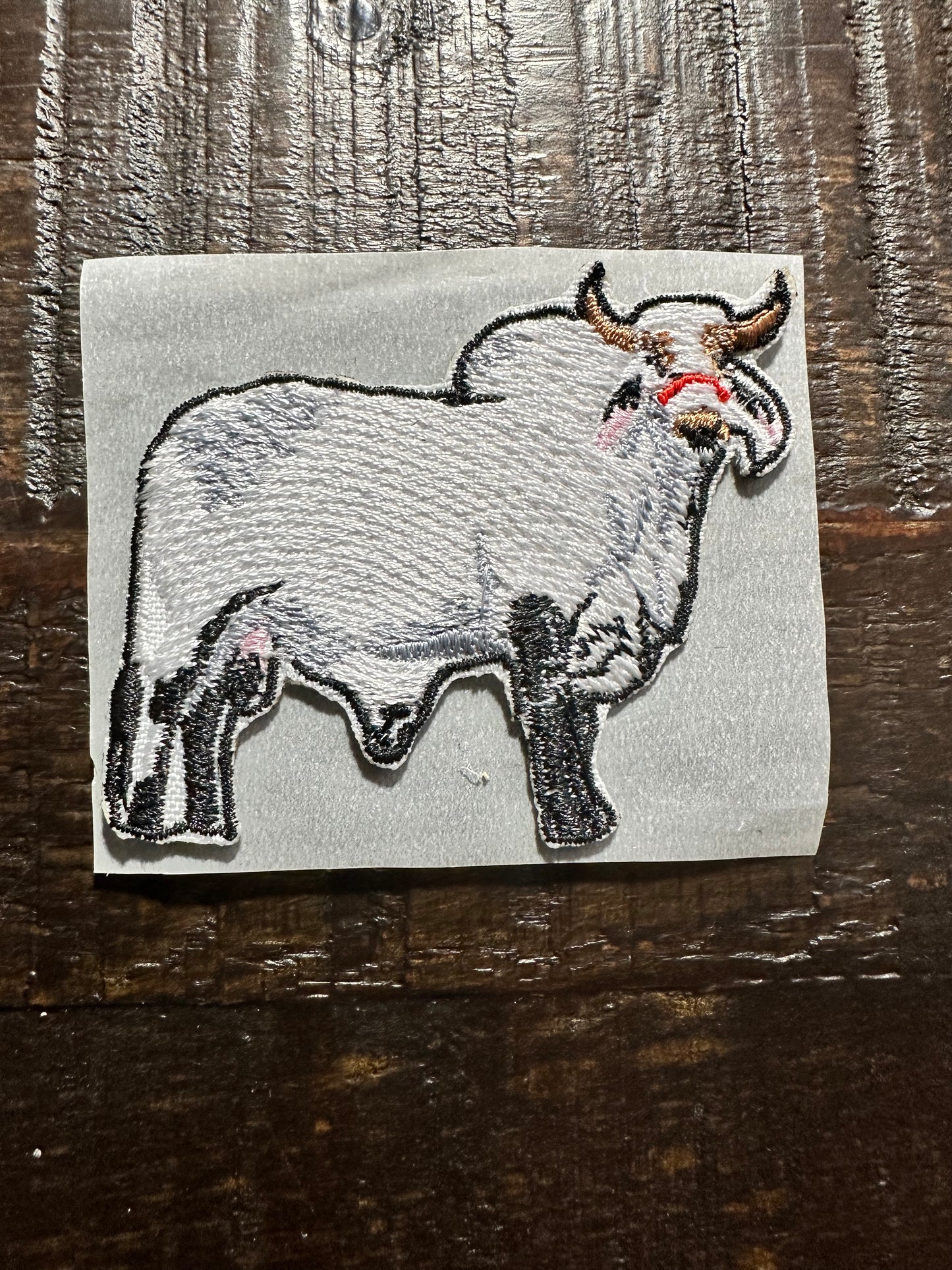 White Bull Embroidered Hat Patch