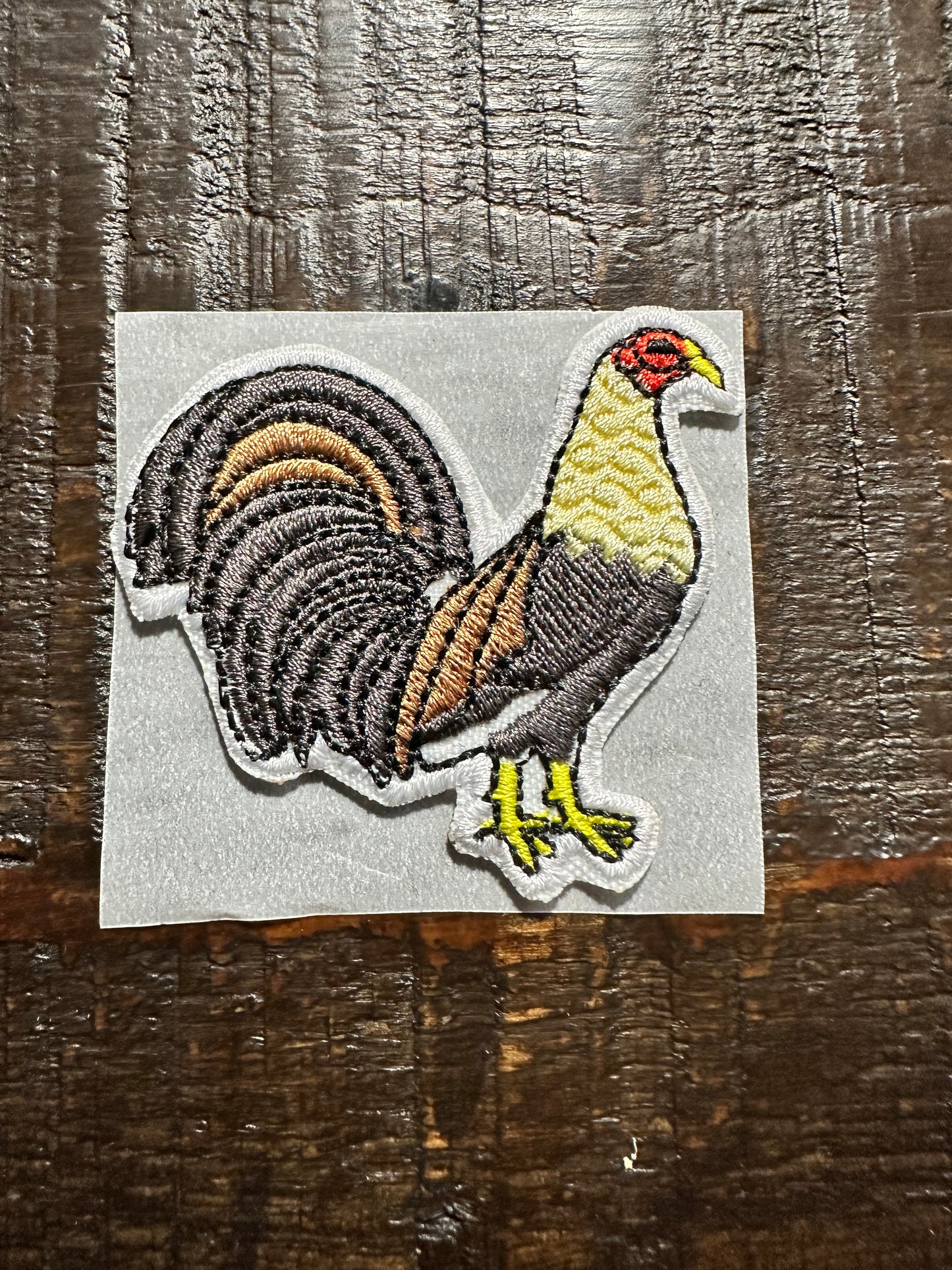 Dark Gray Rooster Embroidered Hat Patch