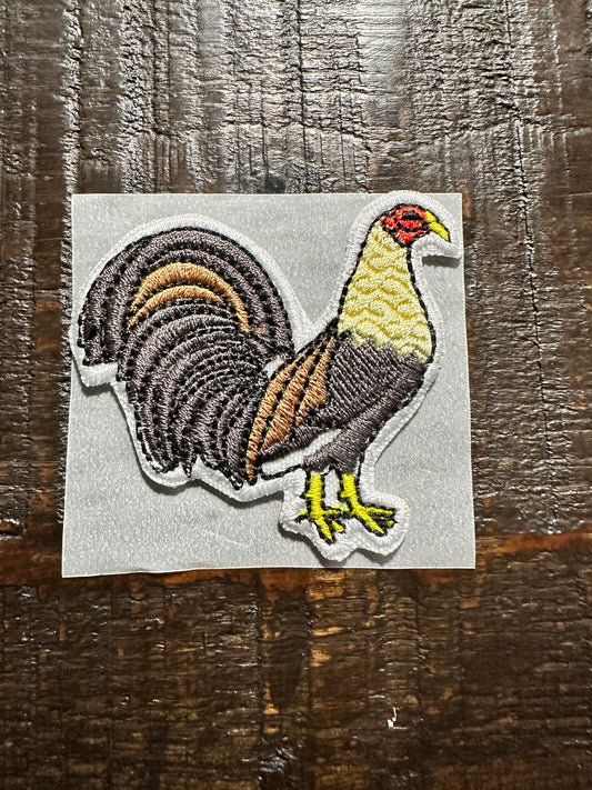 Dark Gray Rooster Embroidered Hat Patch