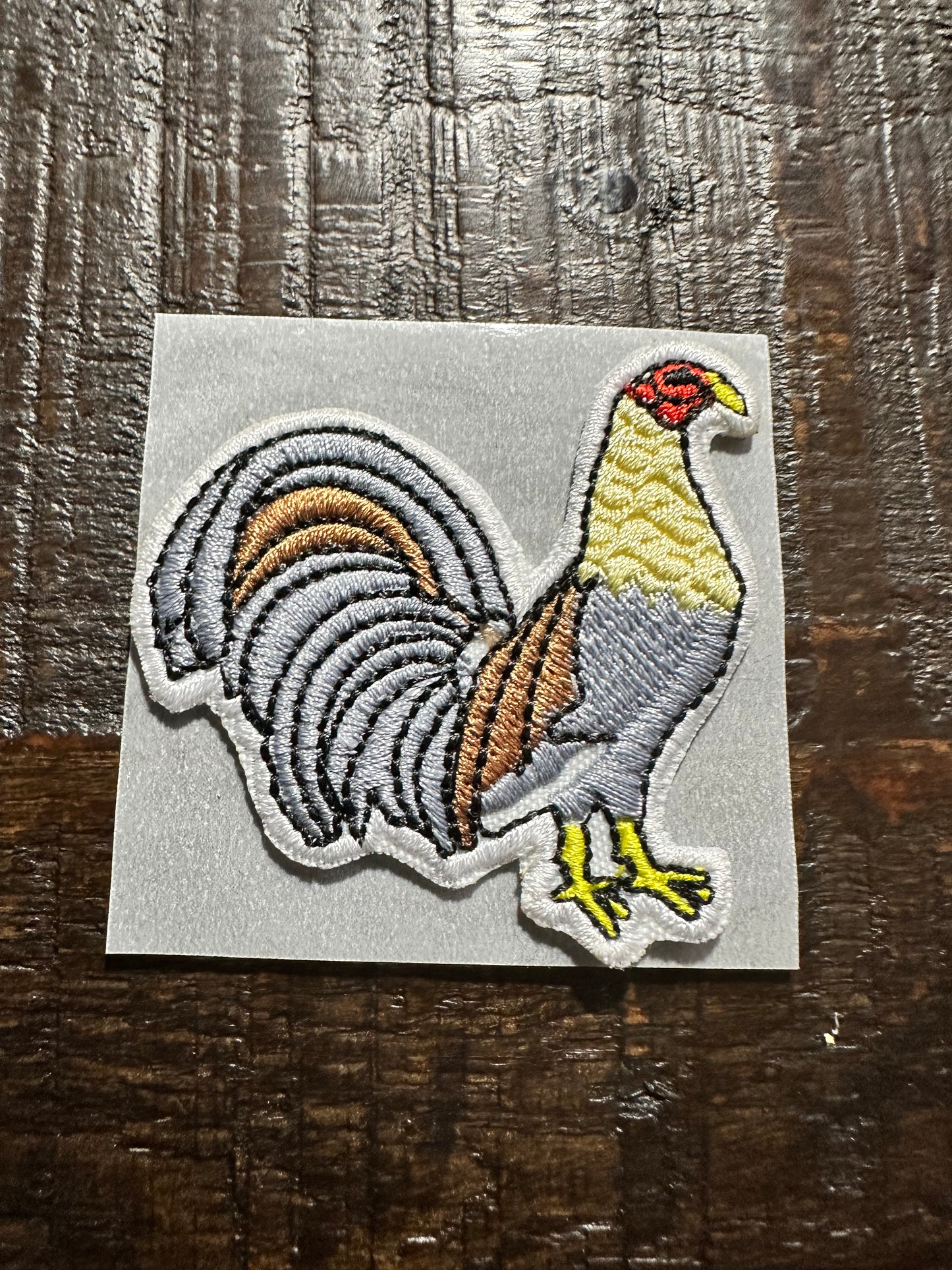 Light Gray Rooster Embroidered Hat Patch