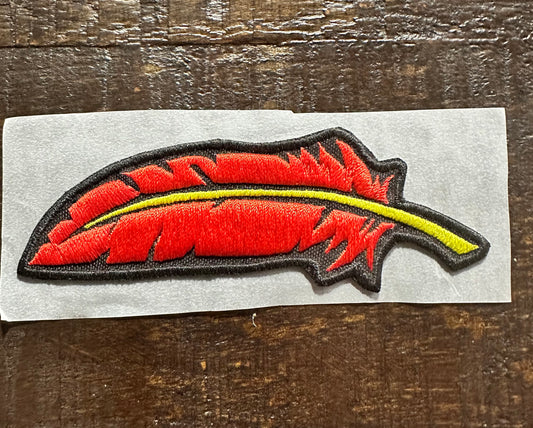 Red Feather Embroidered Hat Patch