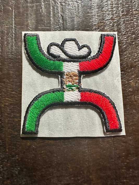 Mexican Flag Cowboy Embroidered Hat Patch