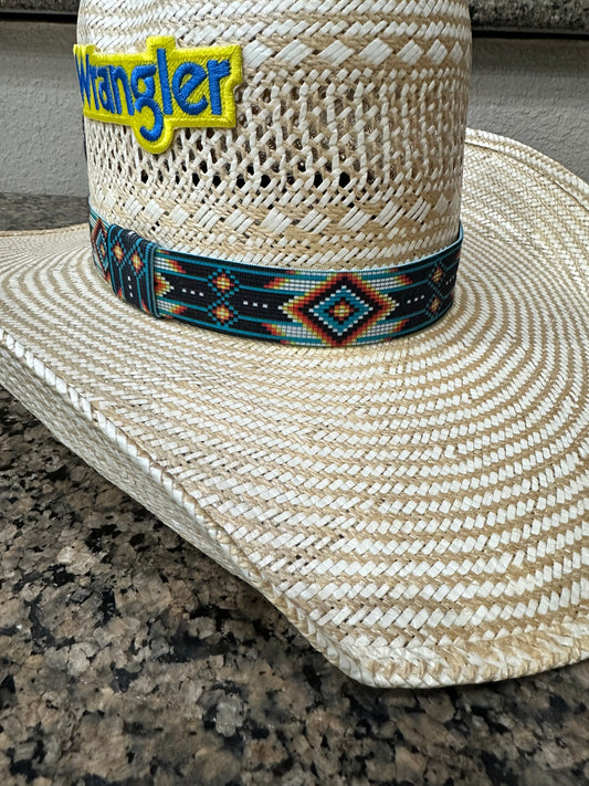 Dark Turquoise Aztec Elastic Hat Band