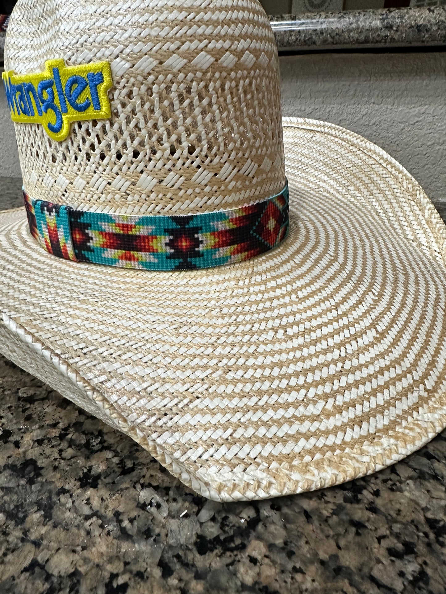 Aqua Aztec Elastic Hat Band