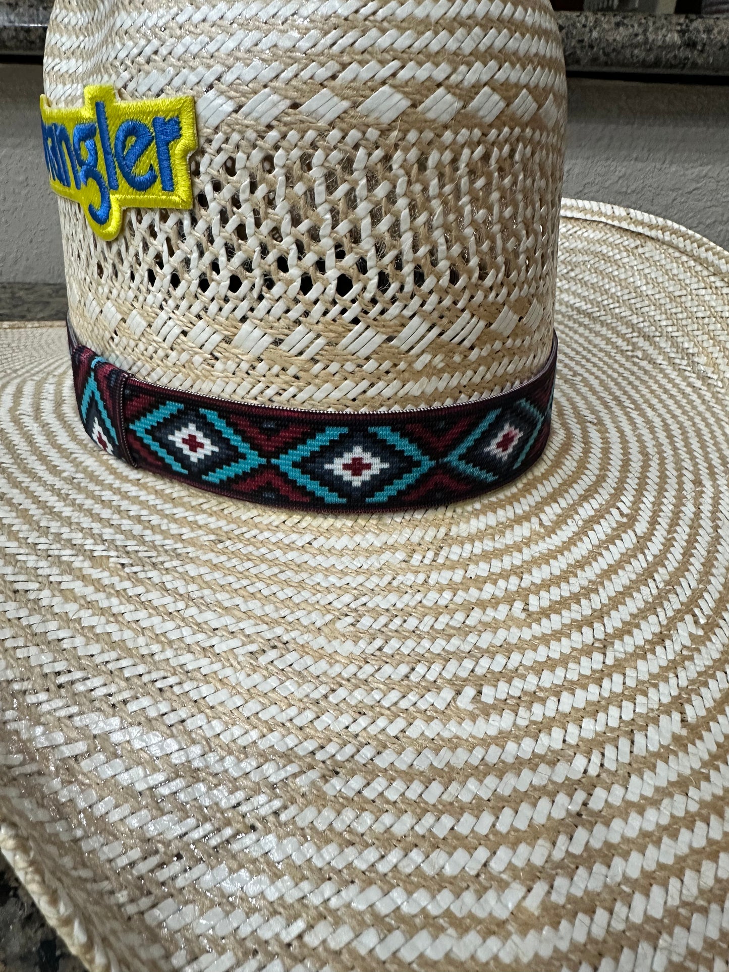 Burgundy Aztec Elastic Hat Band