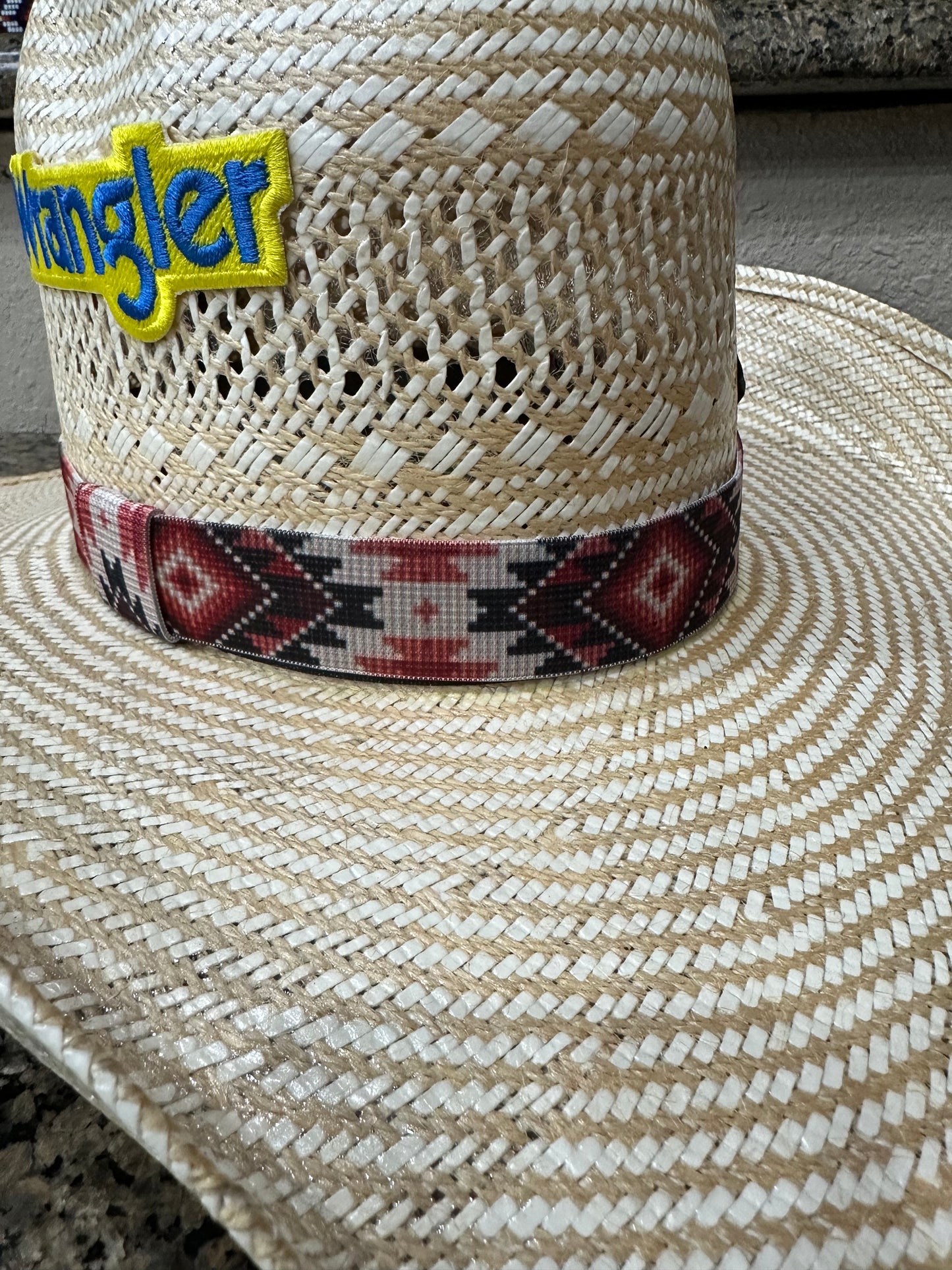 Cream, Black and Red Aztec Elastic Hat Band