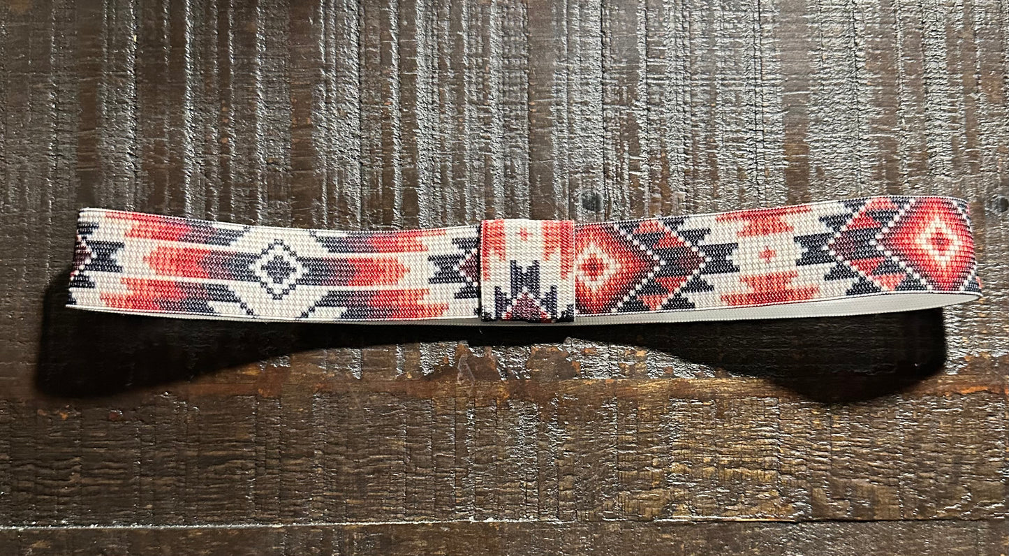 Cream, Black and Red Aztec Elastic Hat Band