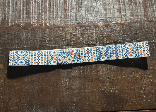 Blue and White Aztec Elastic Hat Band