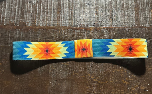 Blue and Turquoise Aztec Elastic Hat Band