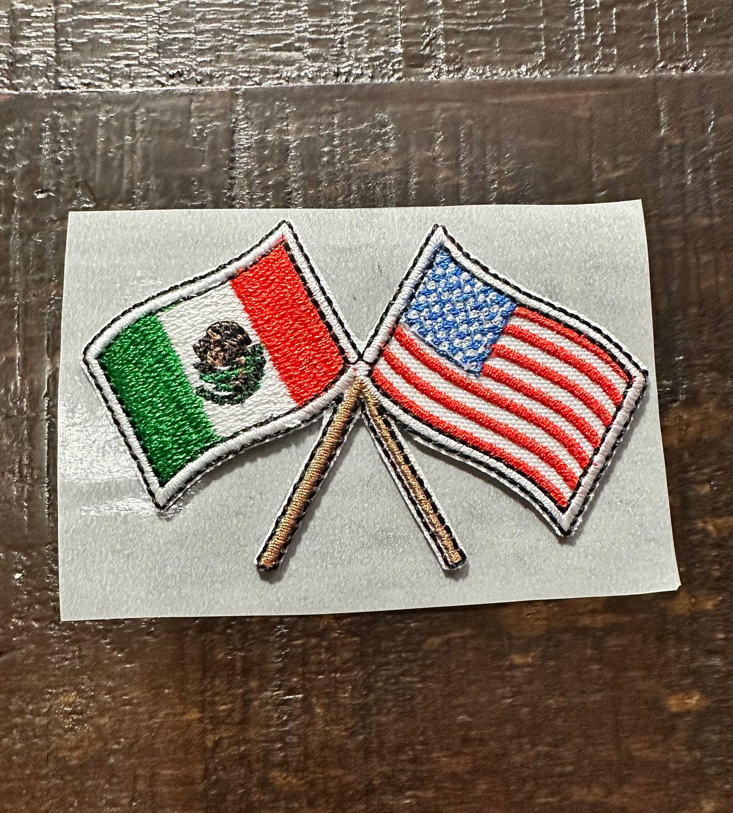 Mexican and American Flag Embroidered Hat Patch