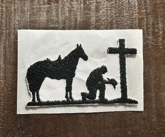 Rugged Praying Embroidered Hat Patch
