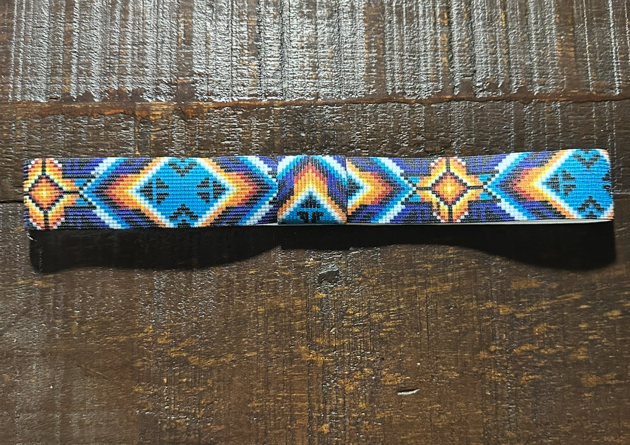 Blue, Turquoise and Orange Elastic Hat Band