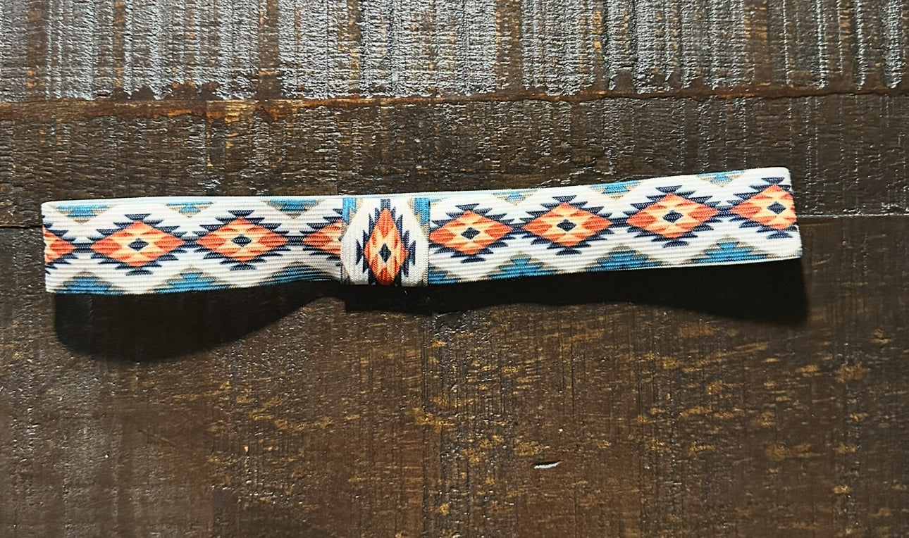 Navy Blue and Orange Elastic Hat Band