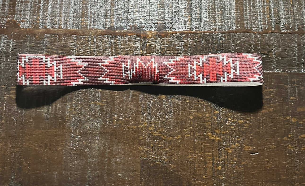 Two Tone Red and White Elastic Hat Band