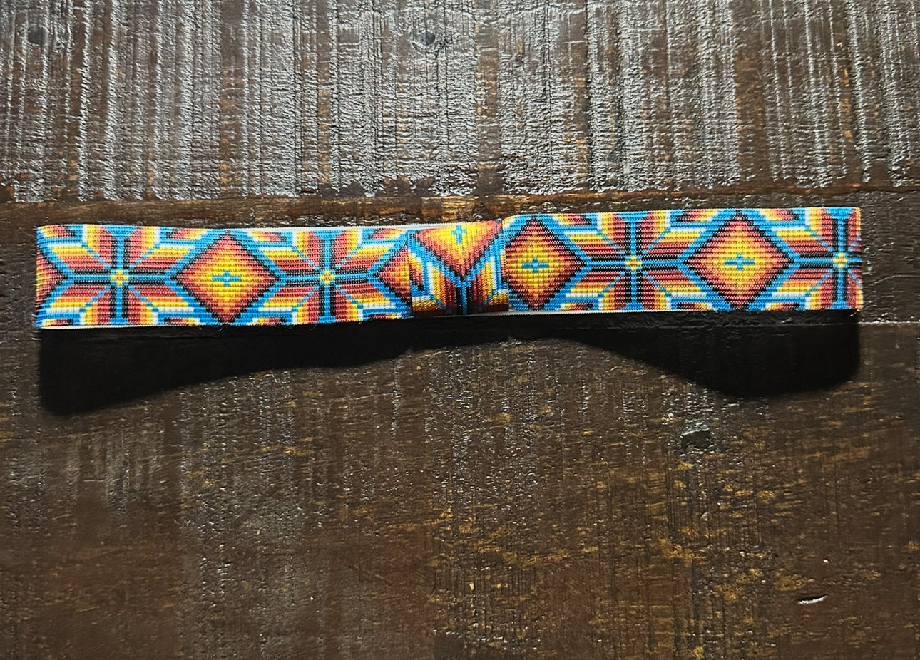 Turquoise, Yellow and Red Elastic Hat Band