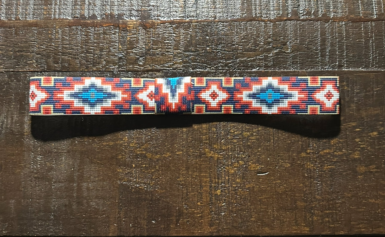 Navy, Red and Turquoise Elastic Hat Band