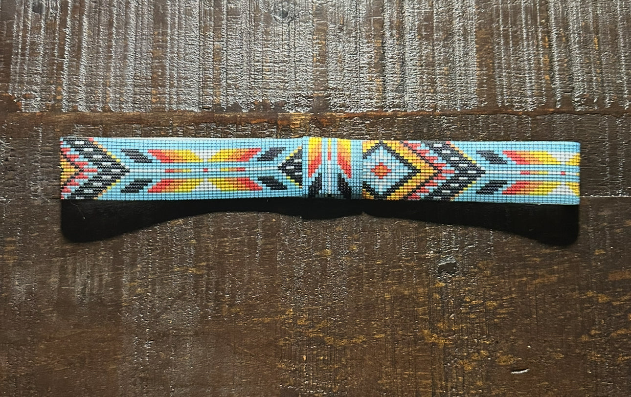 Aqua, Red and Yellow Elastic Hat Band