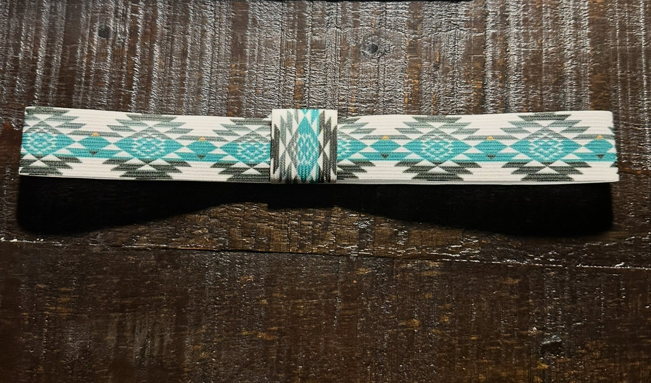 Two Tone Green and Cream Elastic Hat Band