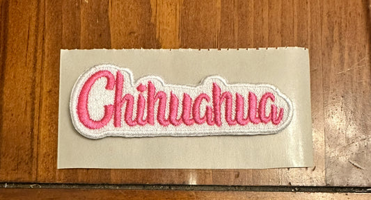 Pink Chihuahua Embroidered Hat Patch