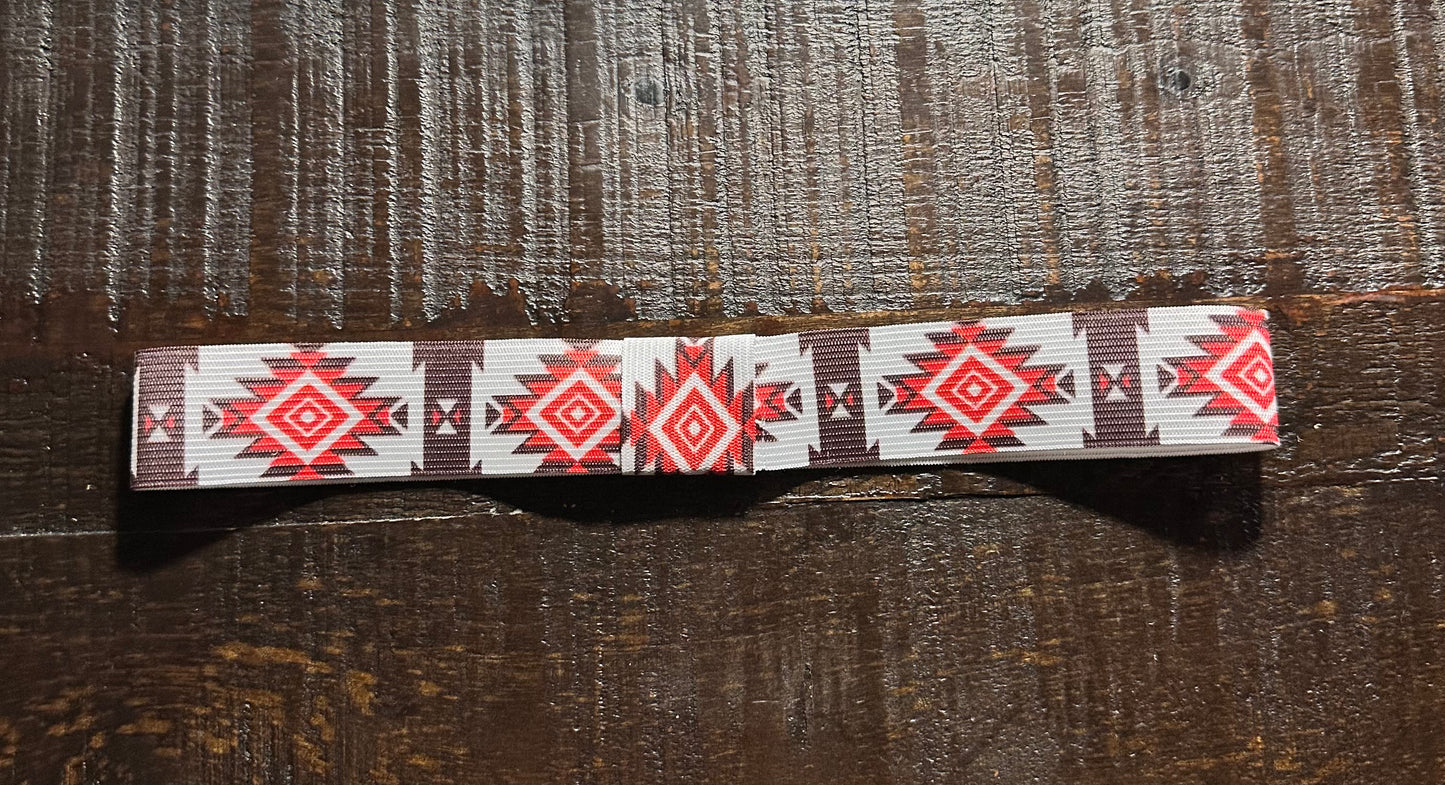 Red, Brown and White Elastic Hat Band