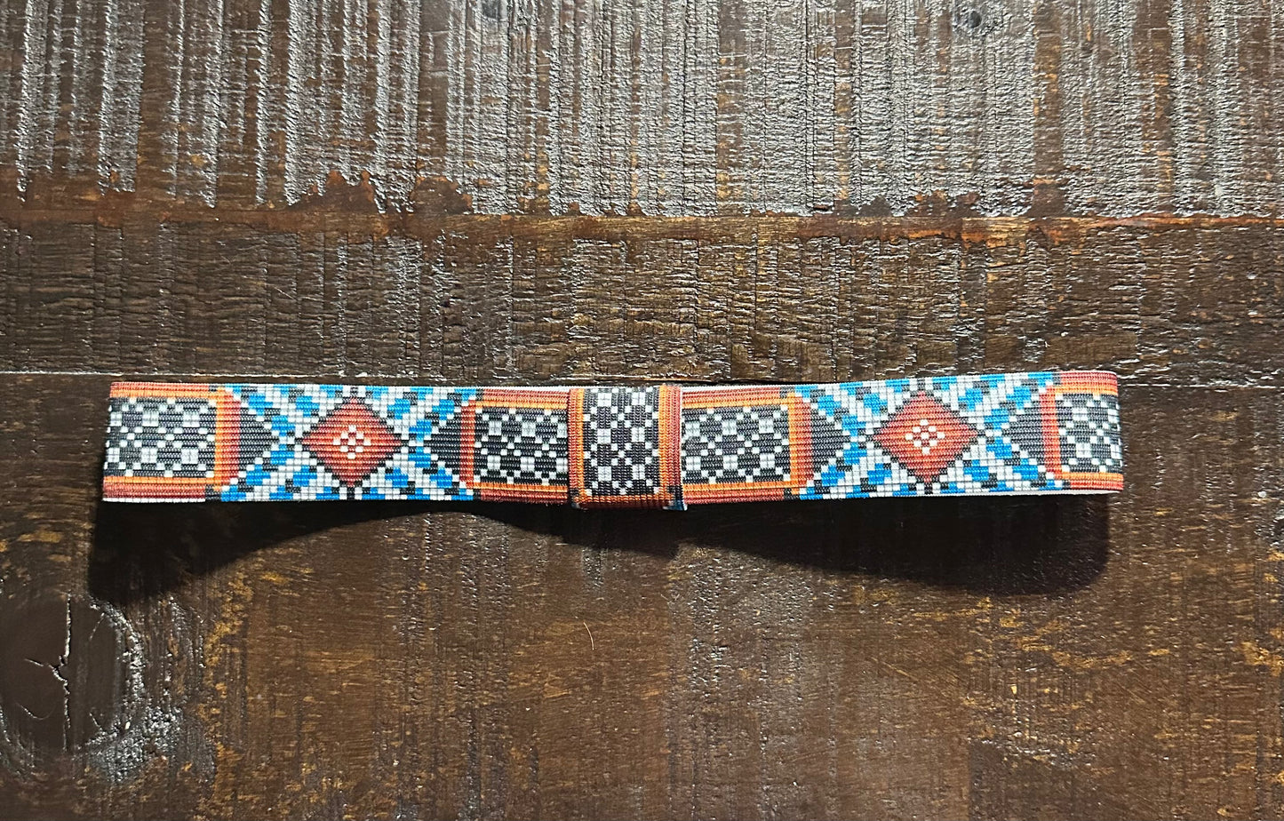 Turquoise and Rust Elastic Hat Band