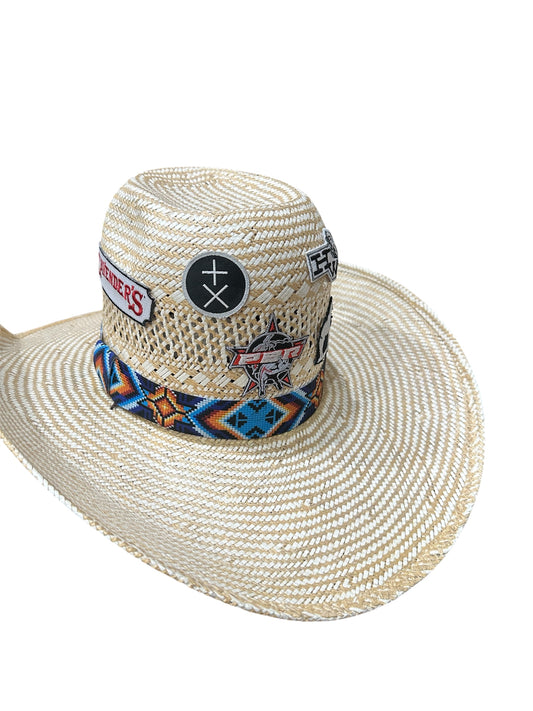 Blue, Turquoise and Orange Elastic Hat Band