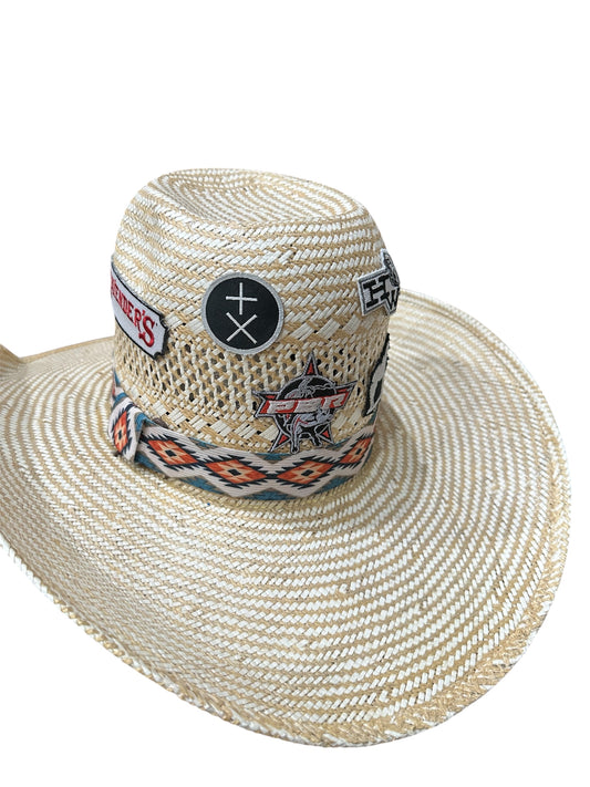 Navy Blue and Orange Elastic Hat Band