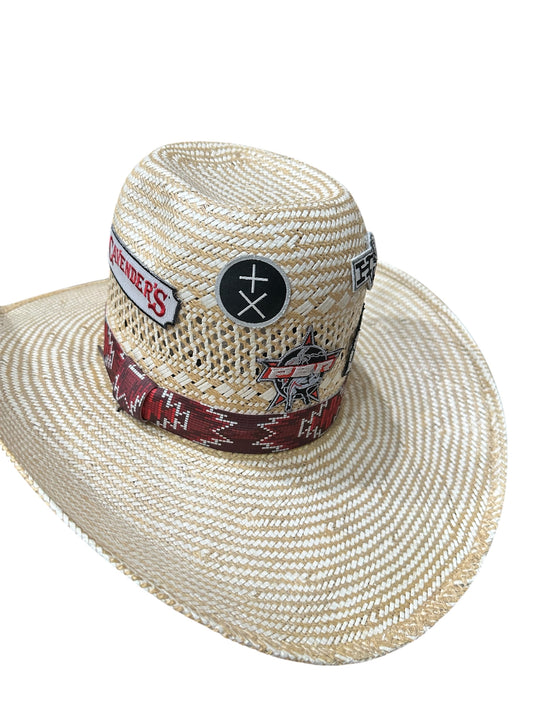 Two Tone Red and White Elastic Hat Band