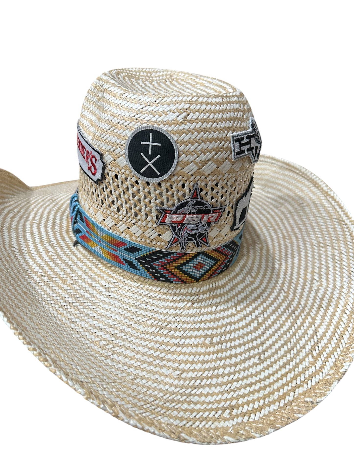 Aqua, Red and Yellow Elastic Hat Band