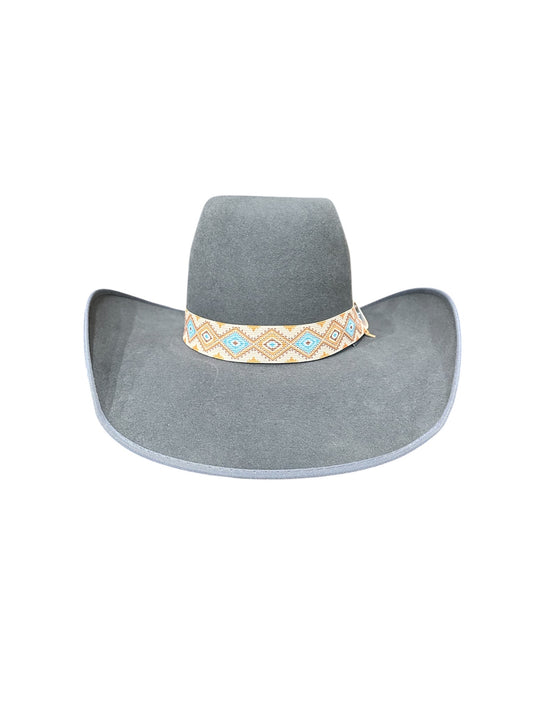 Beige and Light Blue Elastic Hat Band