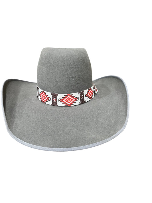Red, Brown and White Elastic Hat Band