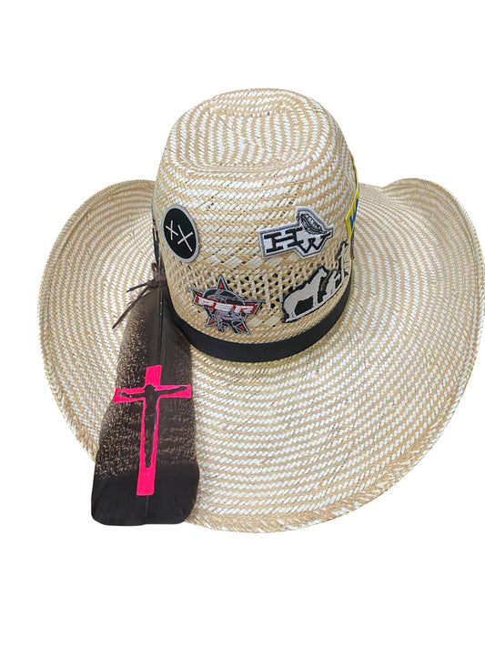 Pink Custom Cross Hat Feather