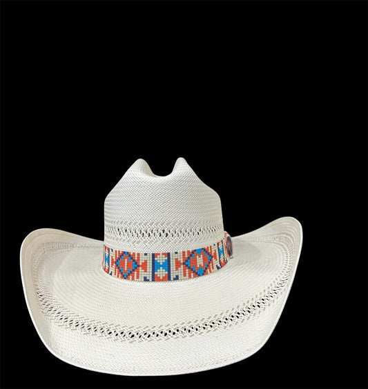 Orange and Turquoise Elastic Hat Band