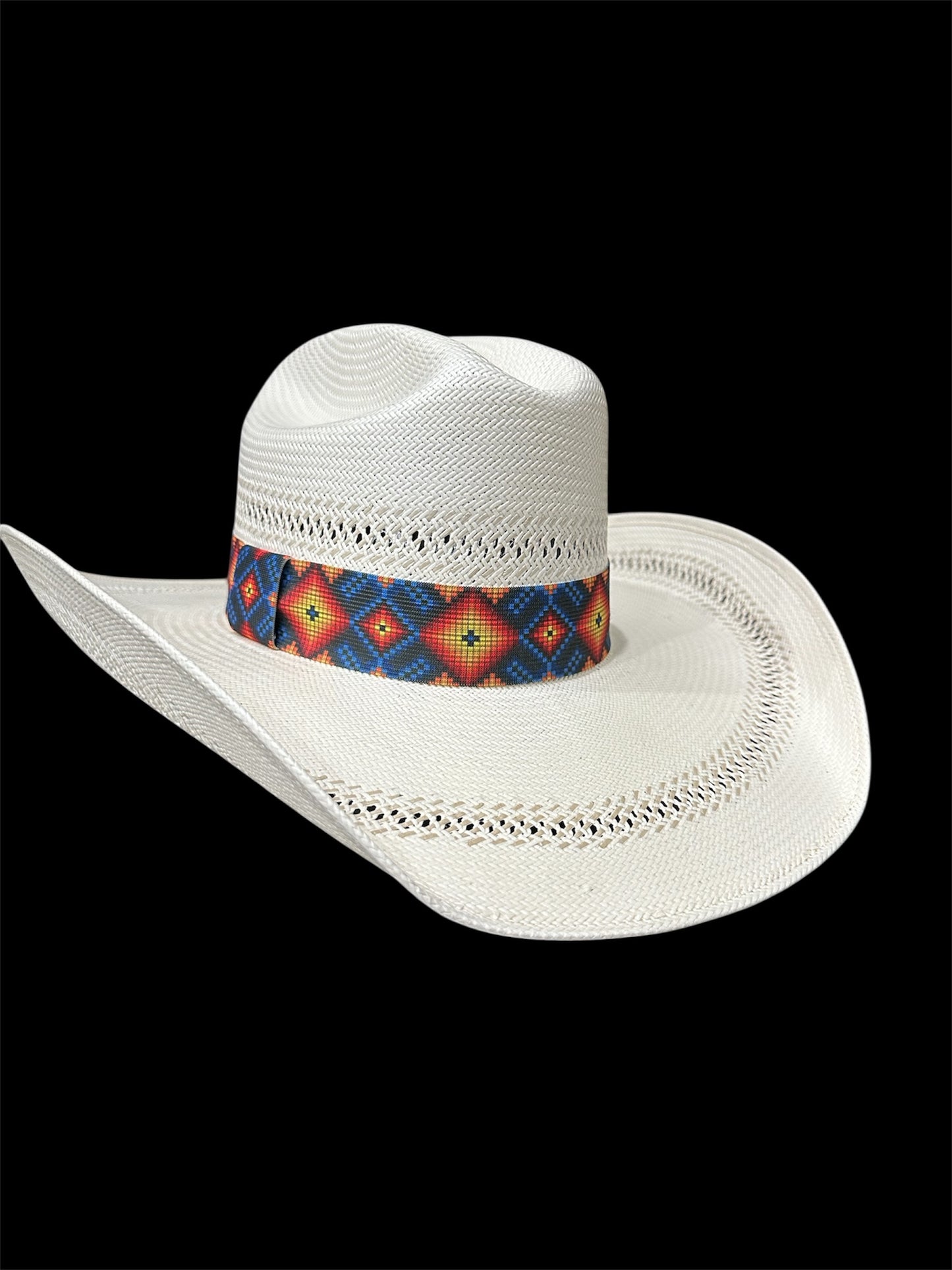 Blue, Orange, Yellow and Red Elastic Hat band 1.5 inches