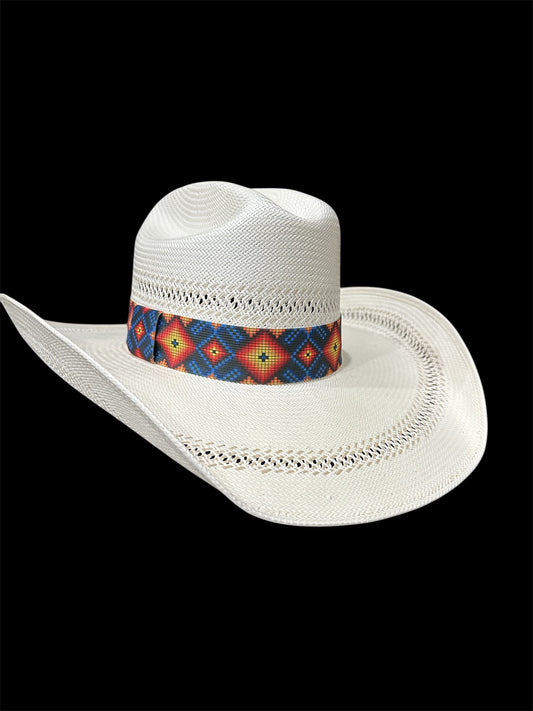 Blue, Orange, Yellow and Red Elastic Hat band 1.5 inches
