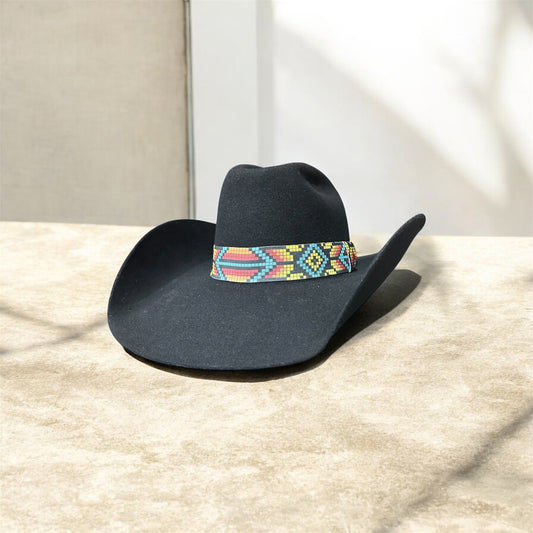 Turquoise, Orange and Yellow Elastic Hat Band 1.5 Inch