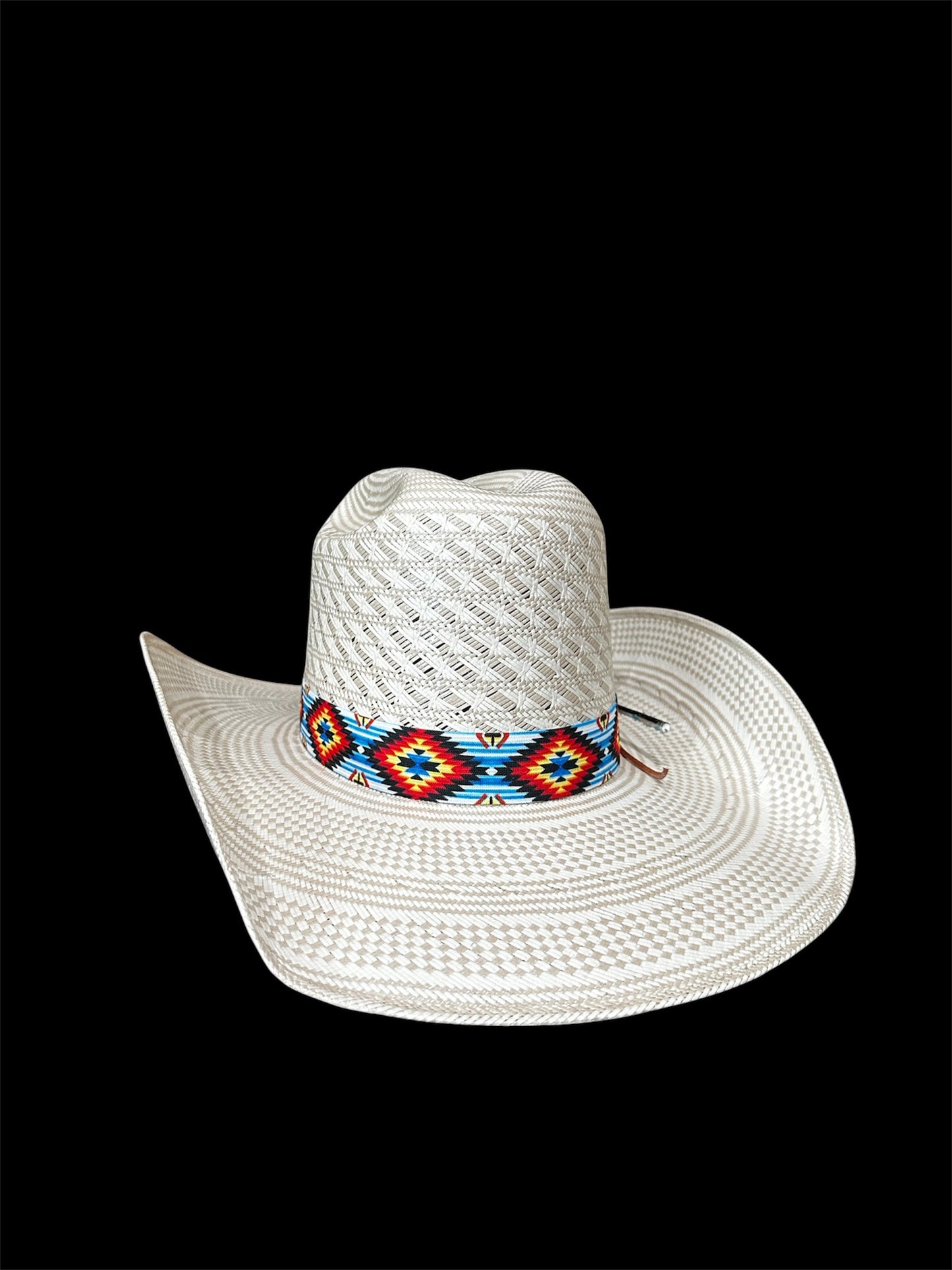 Blue and White Aztec Elastic Hat Band 1.25 inch